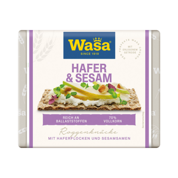482514 Wasa Hafer und Sesam, Roggen Knaeckebrot, 230g